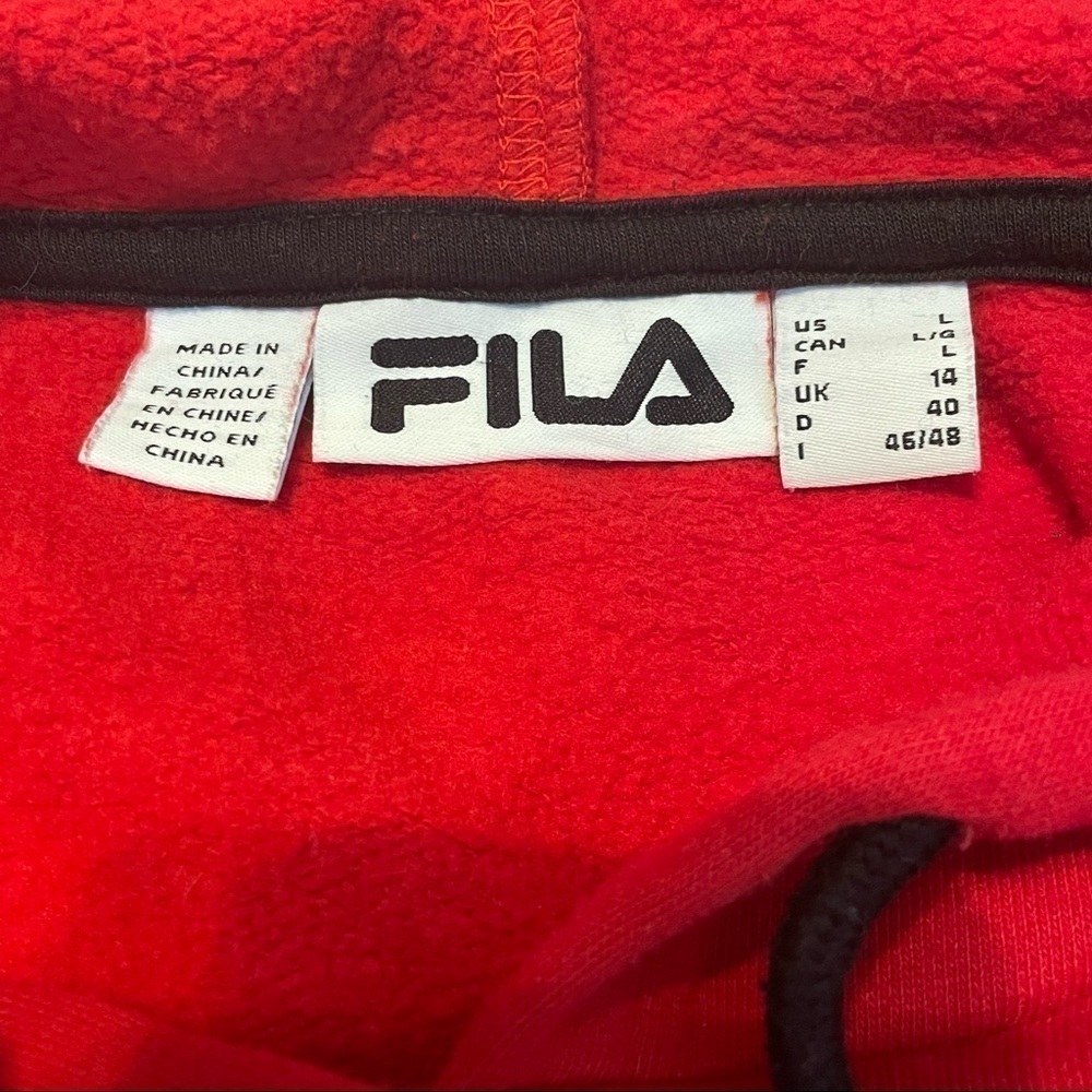 Fila Red Unisex Long Sleeve Hoodie with Kangaroo Pocket Sz. L - Picture 11 of 13